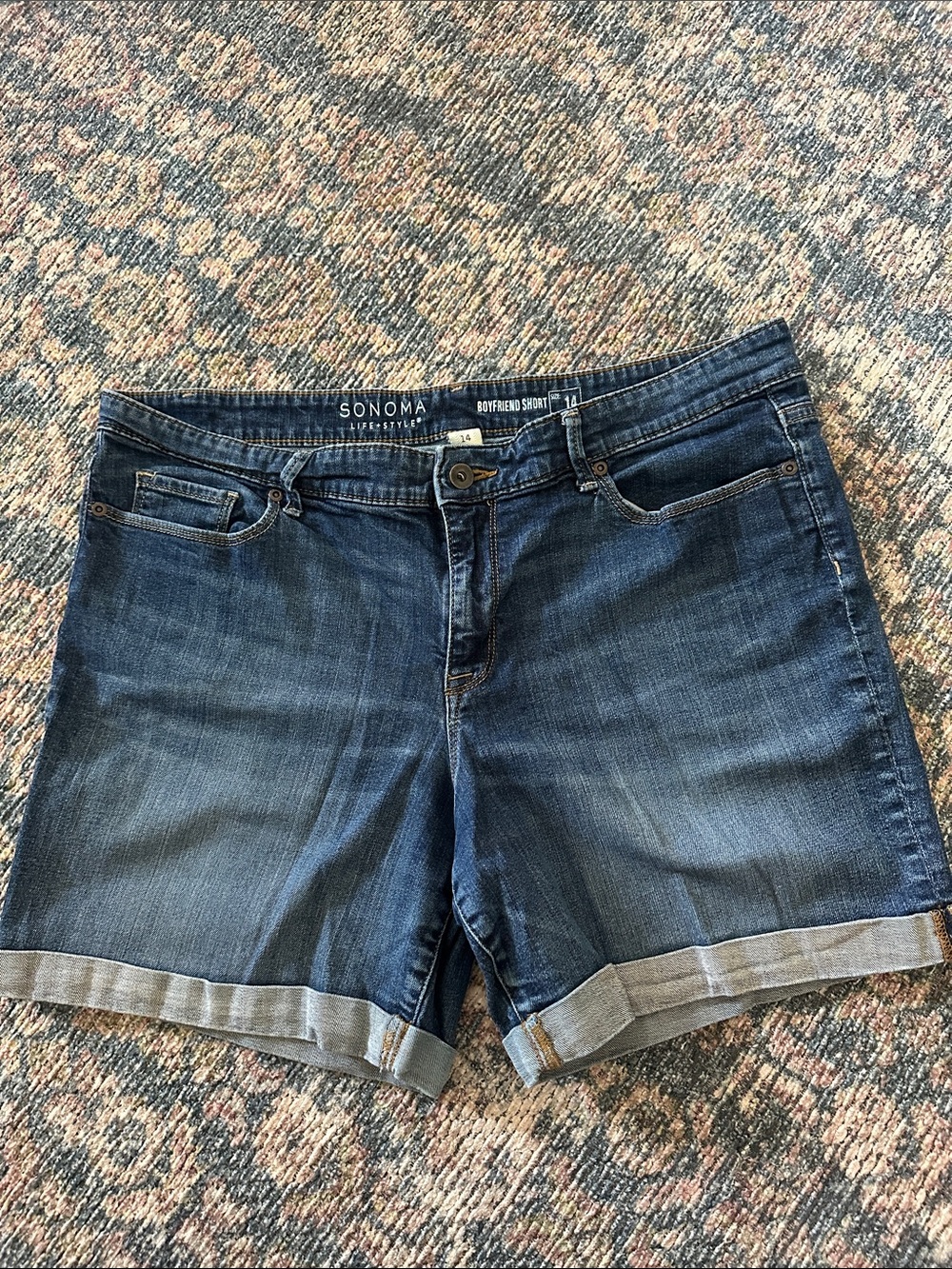 Sonoma Life & Style Blue Rolled-Hem Boyfriend Jean Shorts